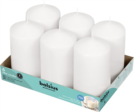 Bolsius Blockljus vit 8x15cm 1x6-p